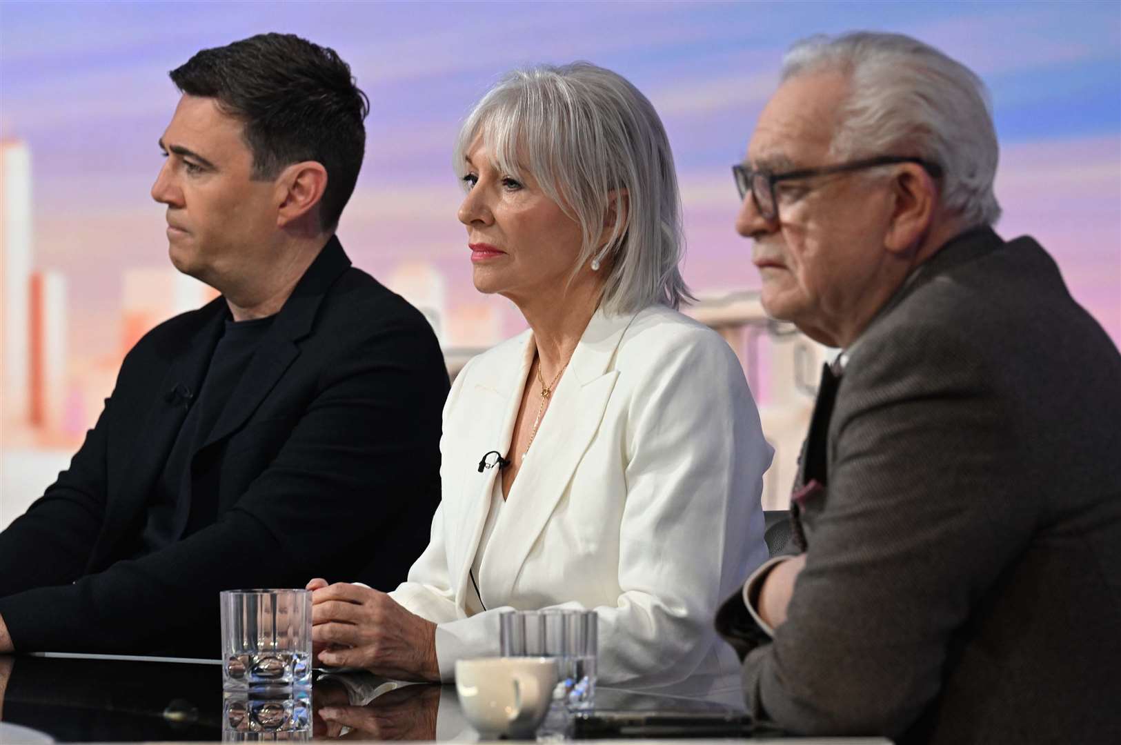 Brian Cox, who plays Succession tyrant Logan Roy, on Sunday with Laura Kuenssberg (Jeff Overs/BBC/PA)