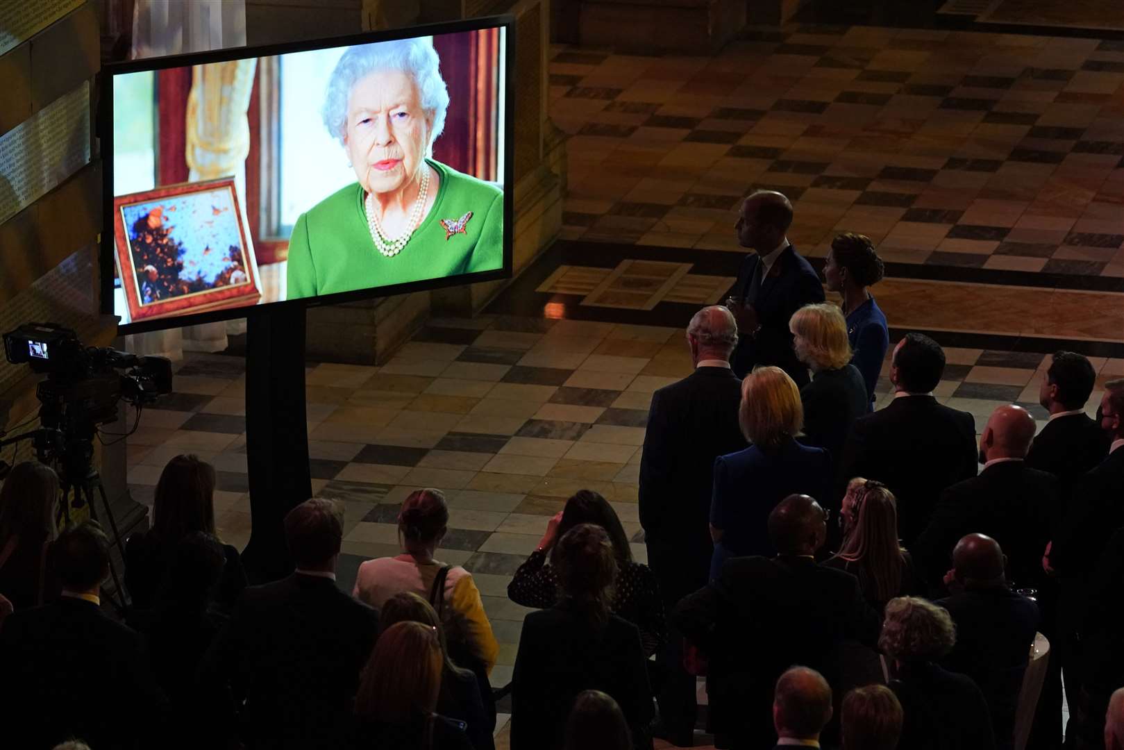 The Queen delivers a video message to heads of state and government at the Cop26 summit (Alberto Pezzali/PA)