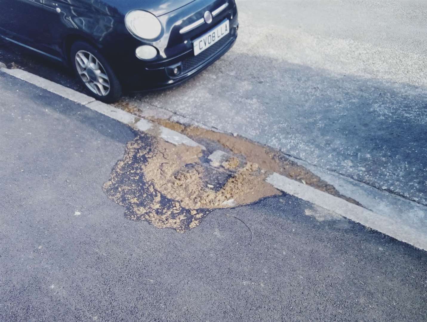 The sewage in Surrey Road, Margate a couple of weeks ago. Picture: Steven Floyd