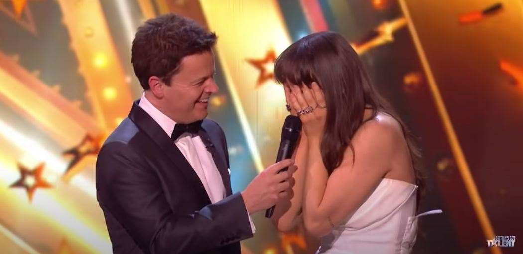 Sydnie speaks to presenter Dec after winning the star search. Picture: Britain's Got Talent/You Tube