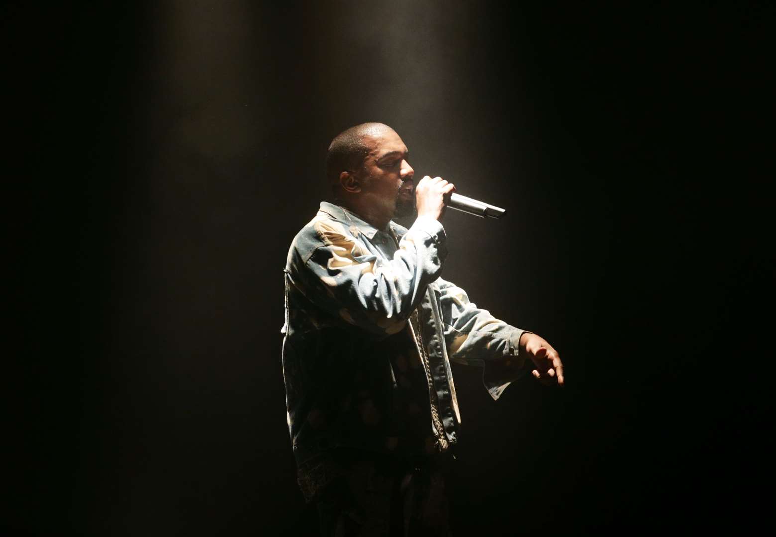 Kanye West performing on The Pyramid Stage at the Glastonbury Festival (Yui Mok/PA)