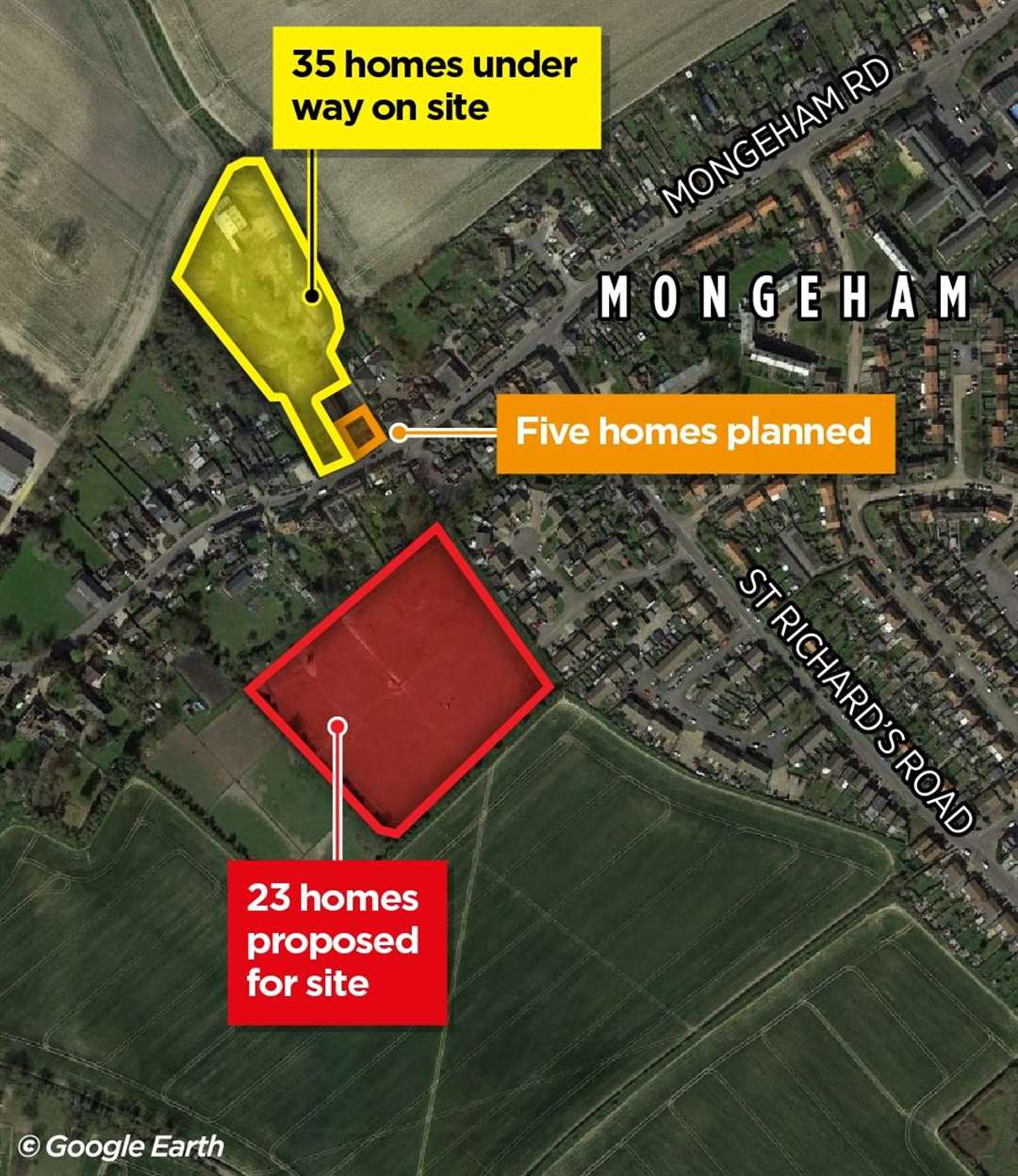 A number of new housing developments are earmarked for Great Mongeham near Deal
