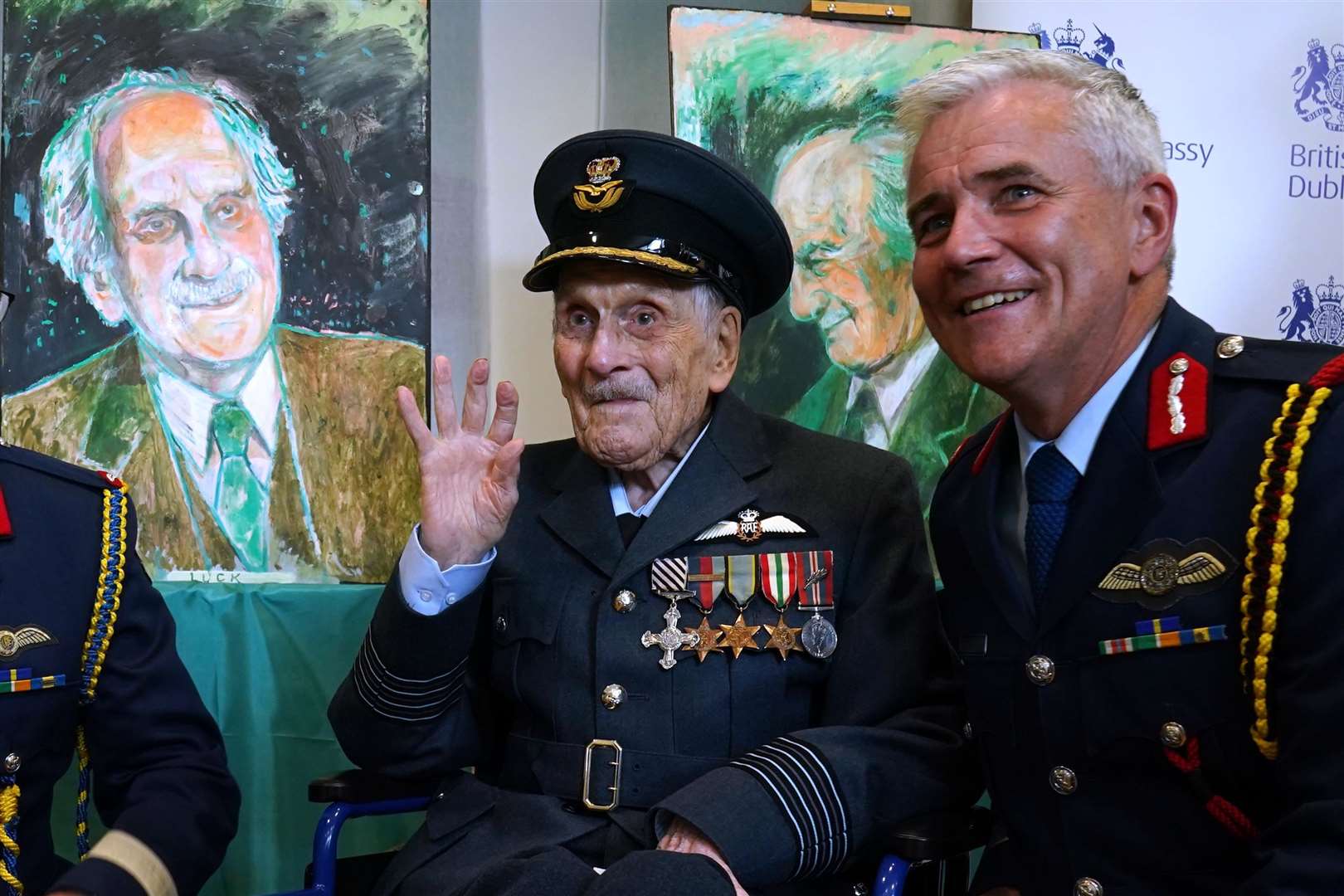 Chief of Staff of the Irish Defence Forces Lieutenant General Sean Clancy with Group Captain John ‘Paddy’ Hemingway (Brian Lawless/PA)