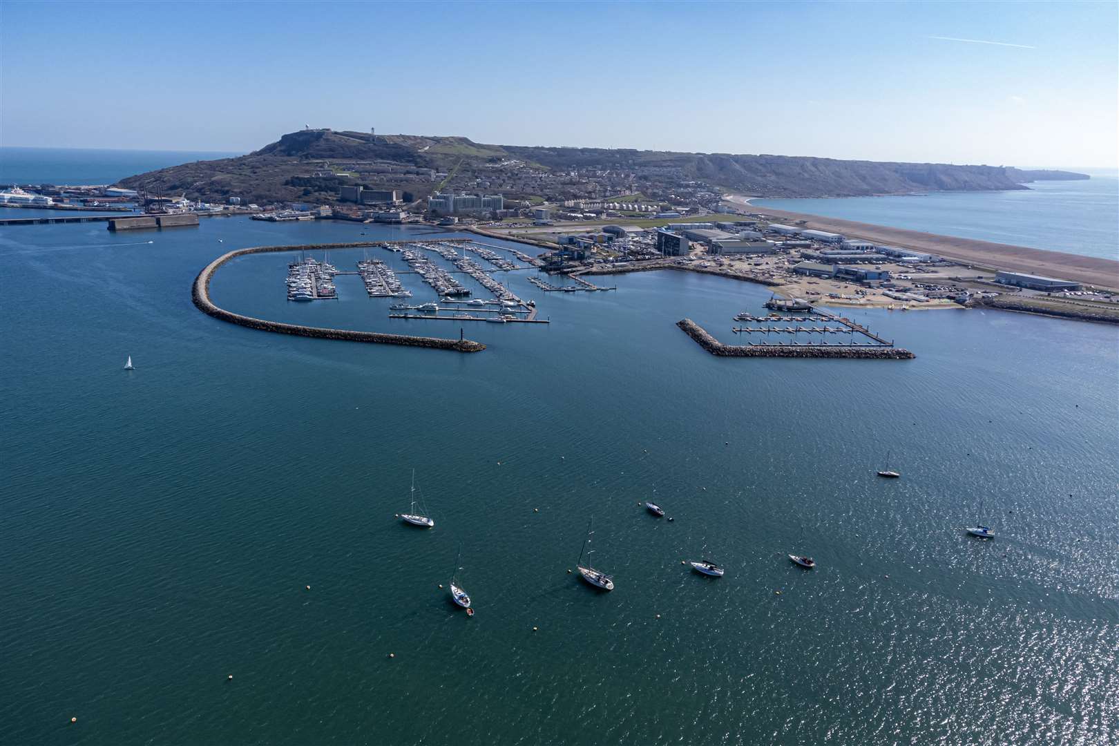 Boats on the water around the Portland Harbour area in Dorset (Ben Birchall/PA)