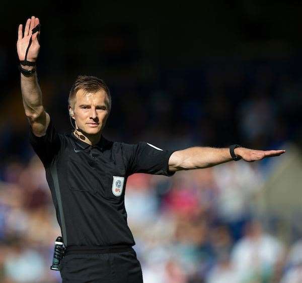 Referee Michael Salisbury gave one penalty for Tranmere but not one for Gillingham Pictrue :Ady Kerry (16255319)