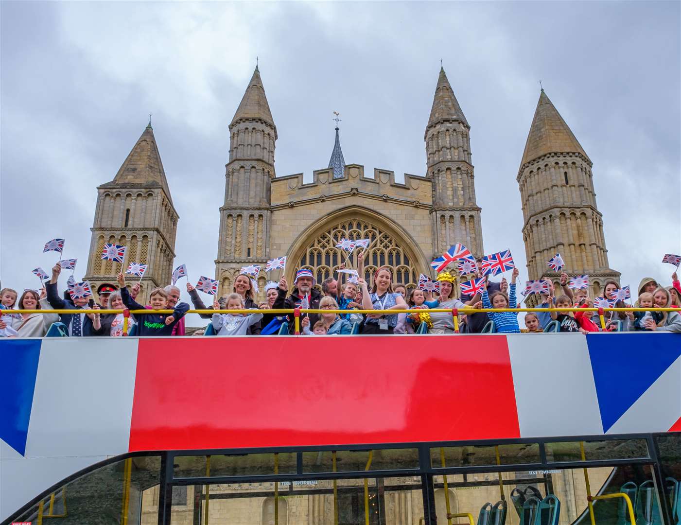 The open top bus arrived at the castle grounds. Picture: Steve Hartridge