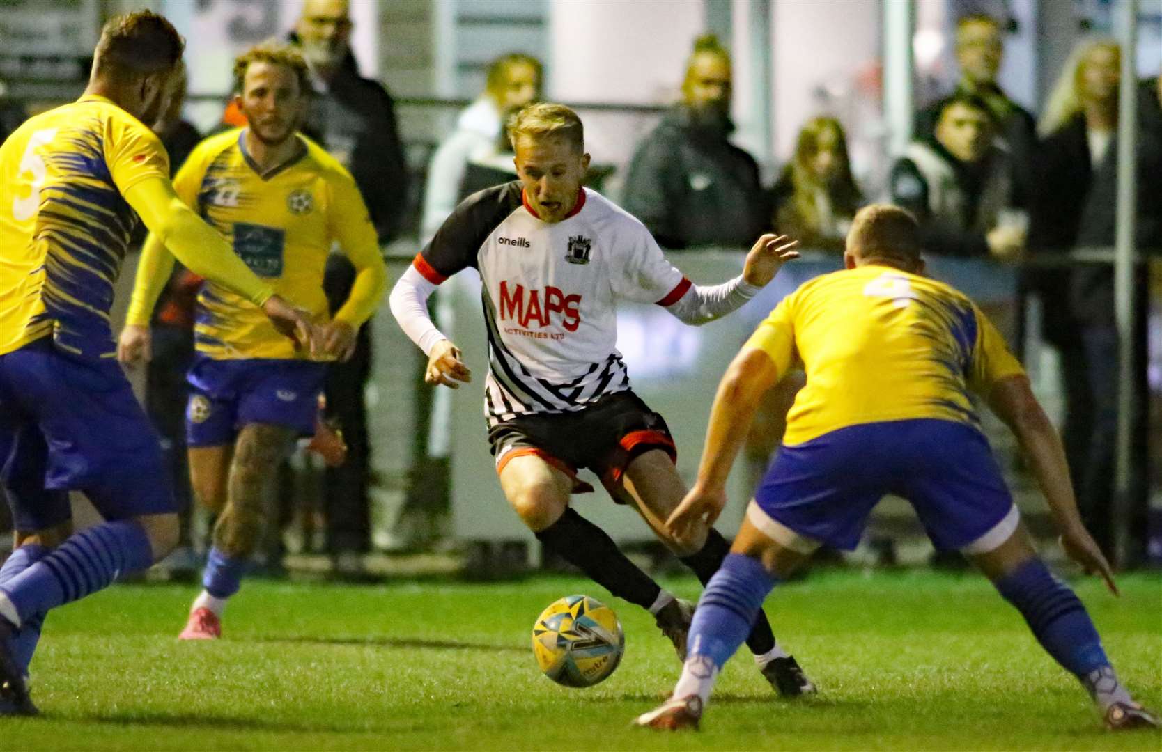 No way through for Deal Town's Joe Reeves. Picture: Paul Willmott