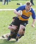 Action in the Sevenoaks (in blue) game against Canterbury. Picture: DARRYL FINCH