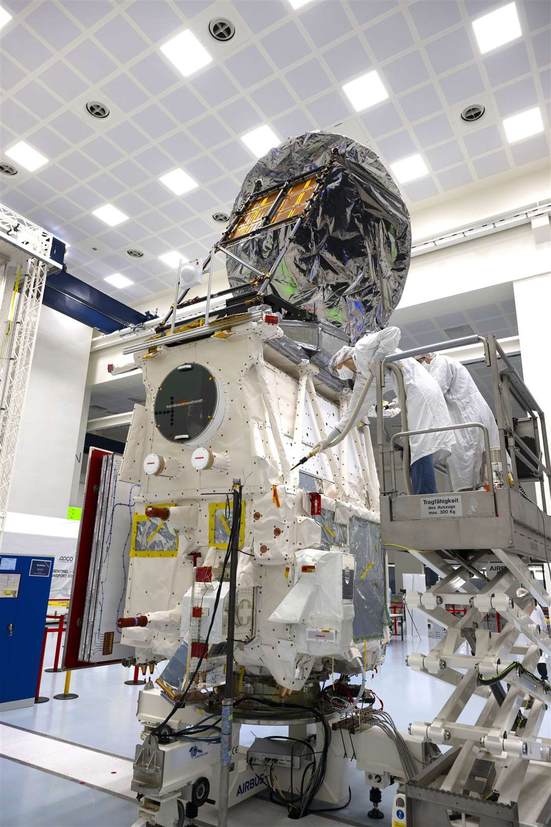 EarthCARE undergoes final checks at Airbus’s facilities in Friedrichshafen, Germany (ESA/S Corvaja/PA)