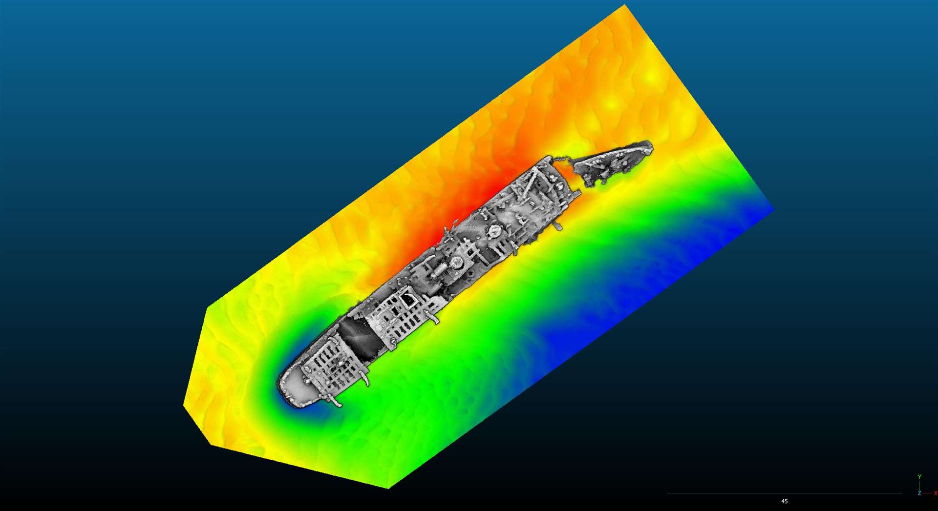 The multibeam survey of the wreck of the Normannia (Historic England/PA)