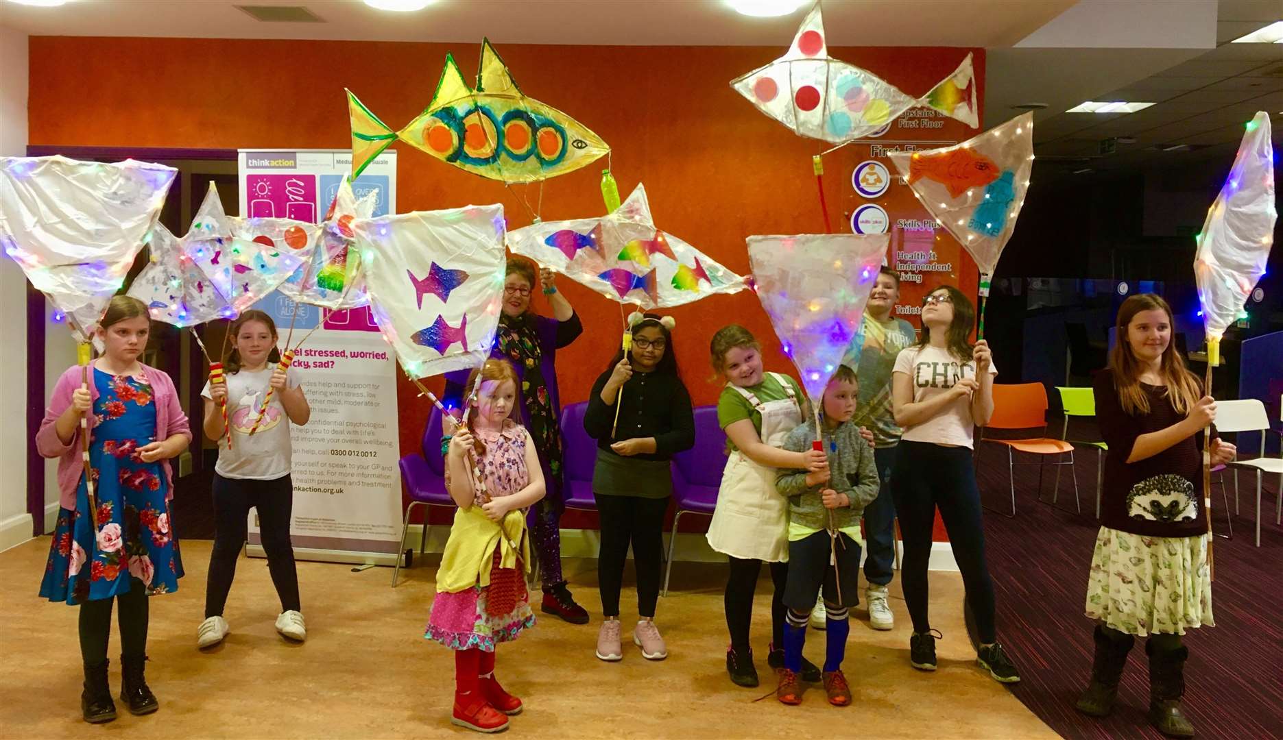 Youngsters learned how to build lanterns at the Sheppey Gateway, Sheerness, on Saturday (22420414)