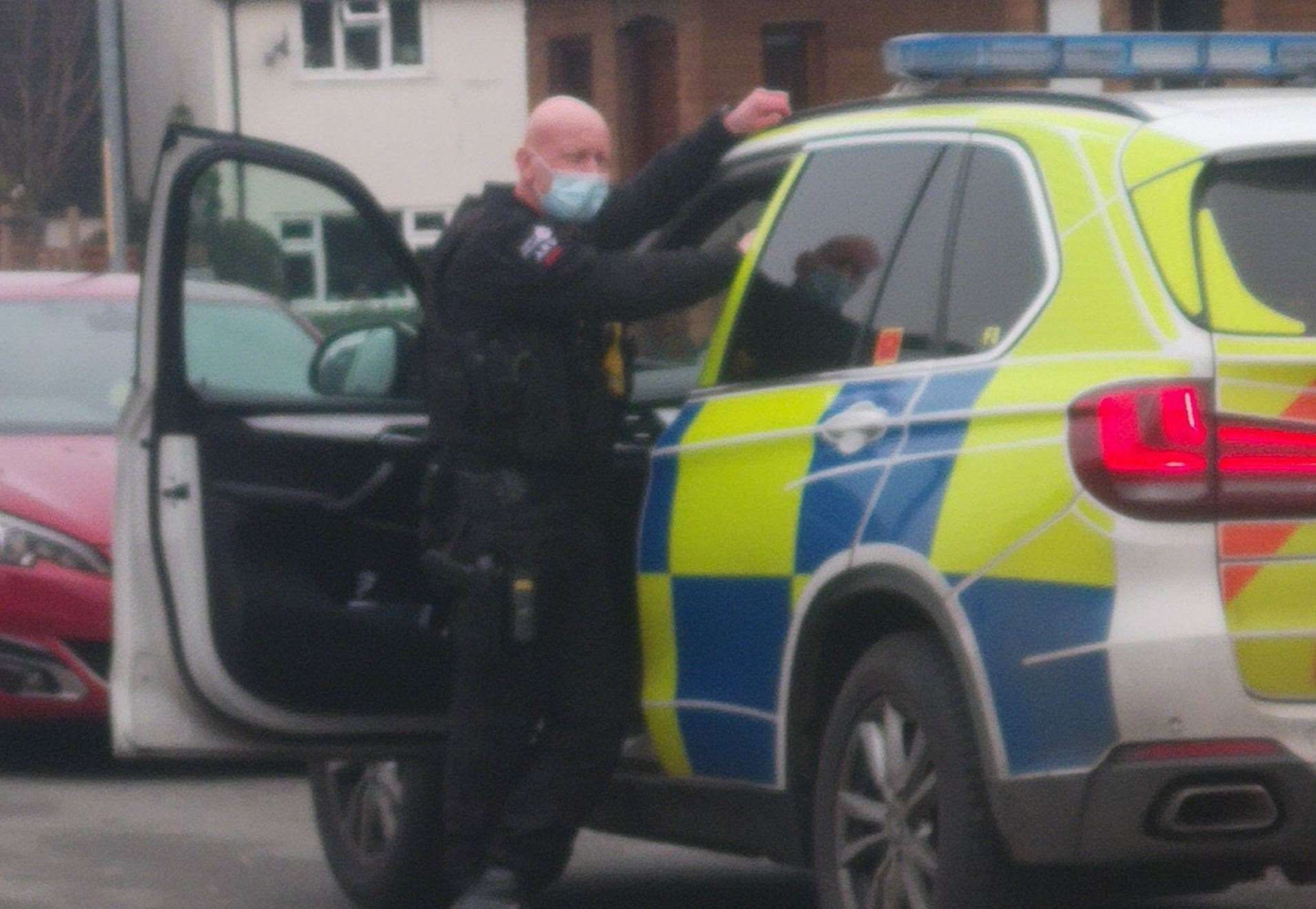 Police at the scene in Long Acre Close, Canterbury