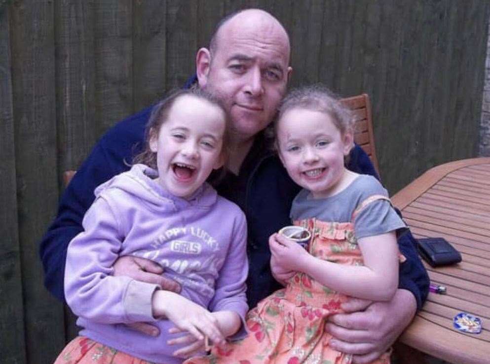 Mike Peachey with daughters Freya, right, and Matilda about 10 years ago