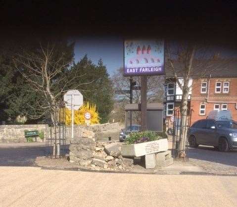 The damaged horse trough