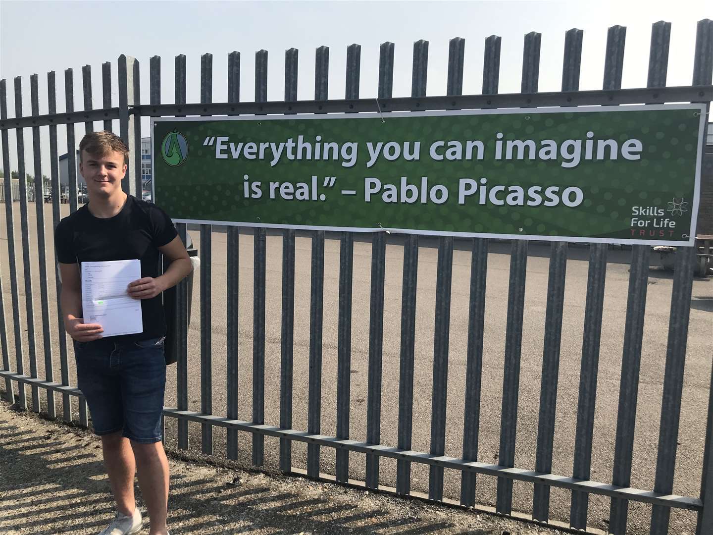 Greenacres Academy student Ben Kilbourne with his A-level results