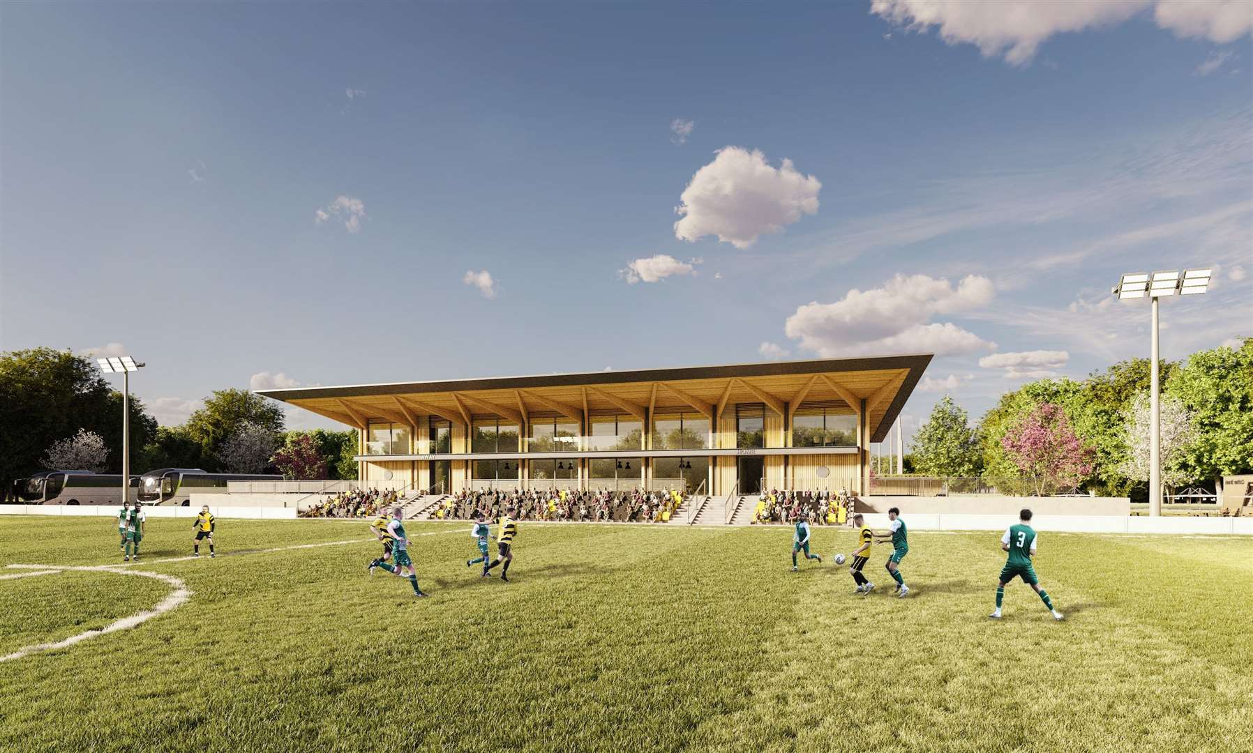 A CGI illustrating how the new Oast Park Sports Hub might look. Picture: Hollaway