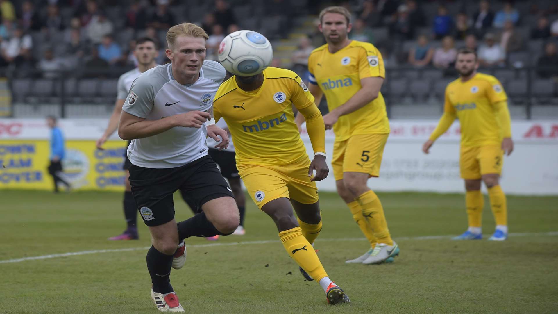 Scorer Mitch Pinnock takes on the Chester defence. Picture: Tony Flashman