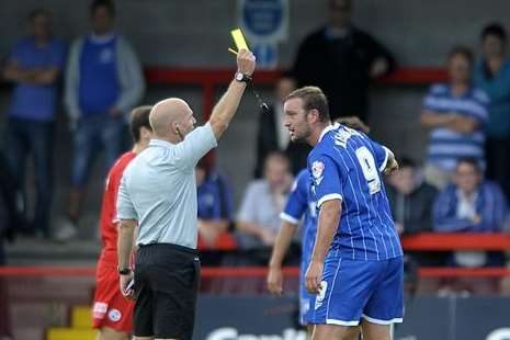 Danny Kedwell is also booked in the game Picture: Barry Goodwin