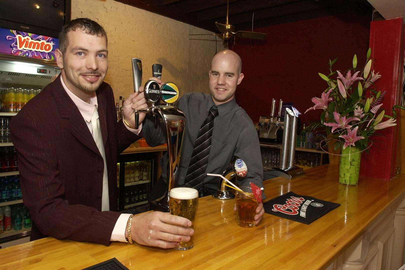 Keith Holbrook and Nathan Sutton ready for business at The Funky Monkey Bar in Bench Street, Dover.