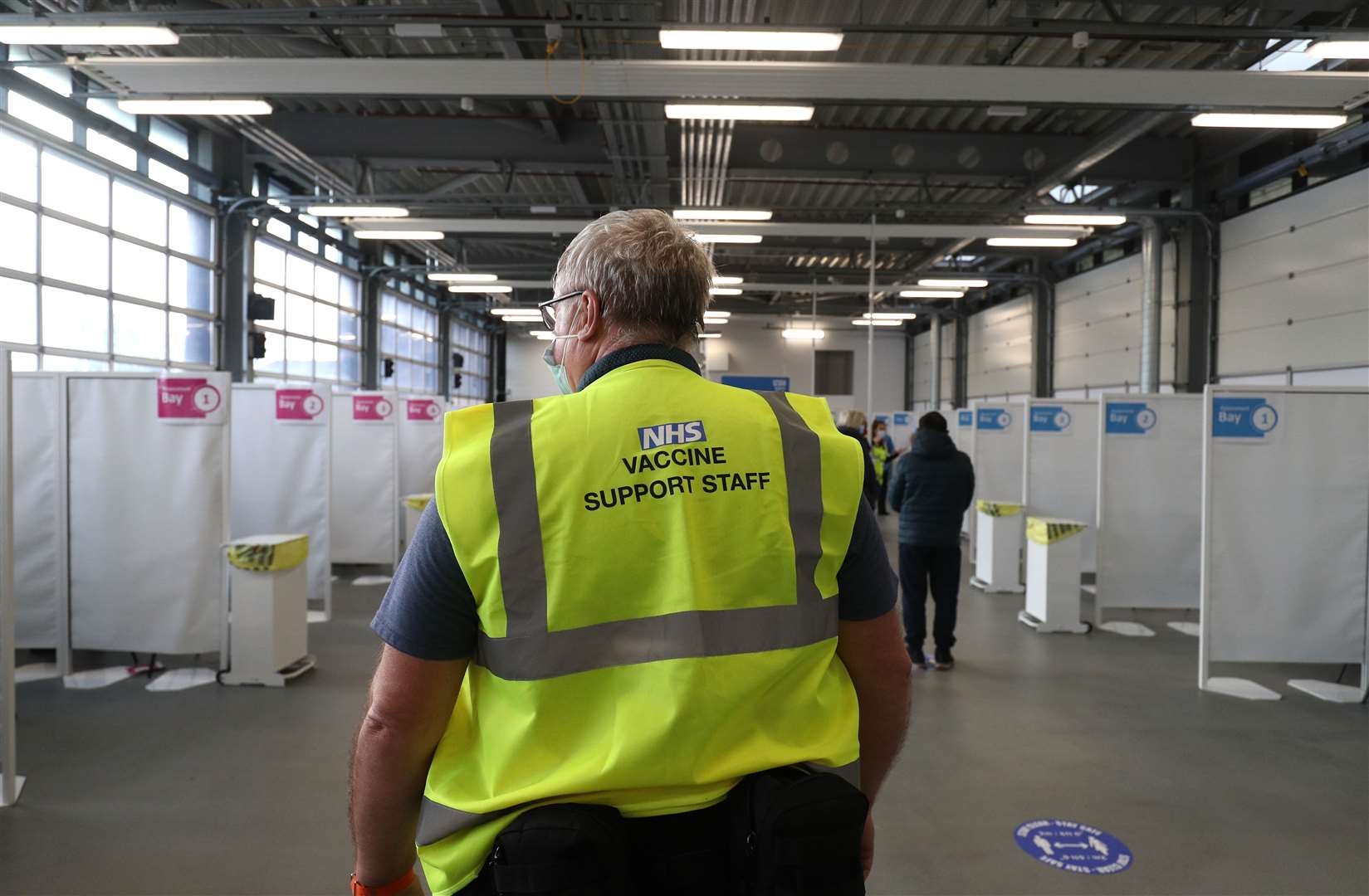 A member of the NHS vaccine support staff at Basingstoke fire station (Andrew Matthews/PA)