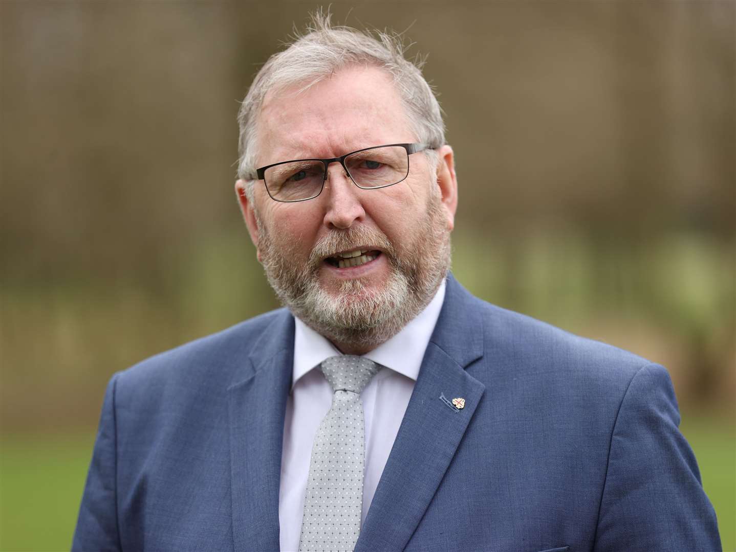 Doug Beattie leader of the Ulster Unionist Part, speaking to the media after meeting with Prime Minister Rishi Sunak during his visit to Northern Ireland (Liam McBurney/PA)