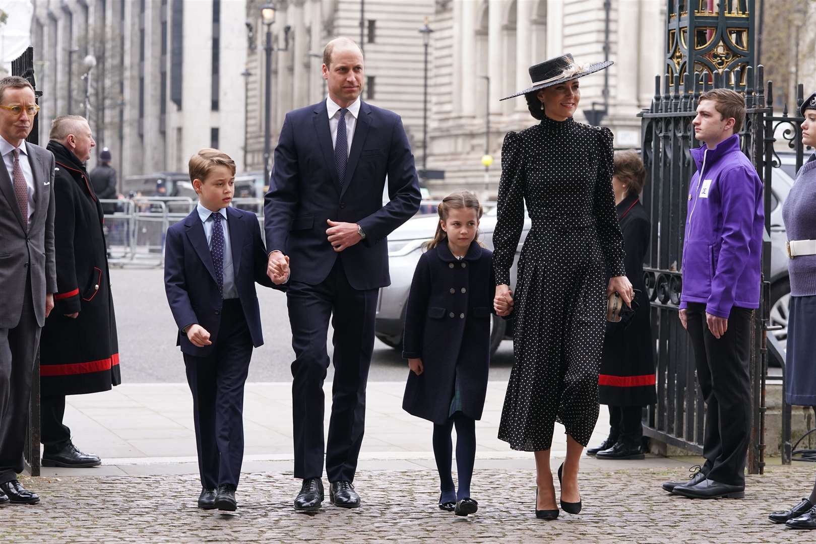 William and Kate arrived with Prince George and Princess Charlotte (Aaron Chown/PA)