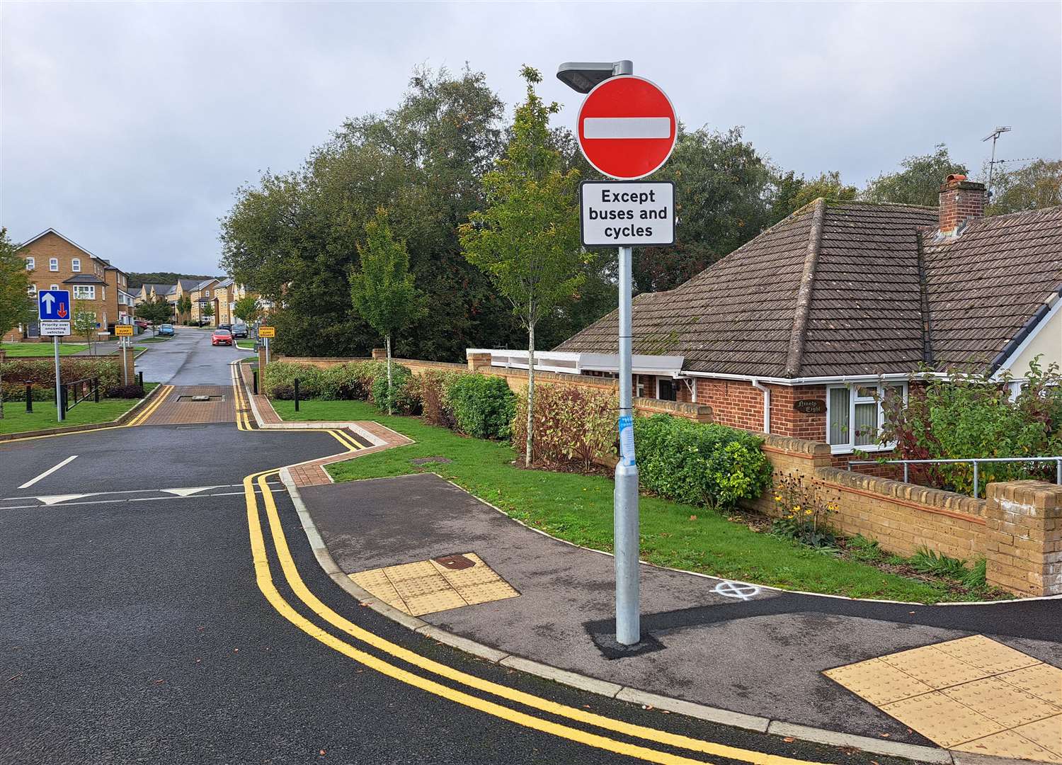 The No Entry sign is allegedly 40cm too close to the kerb