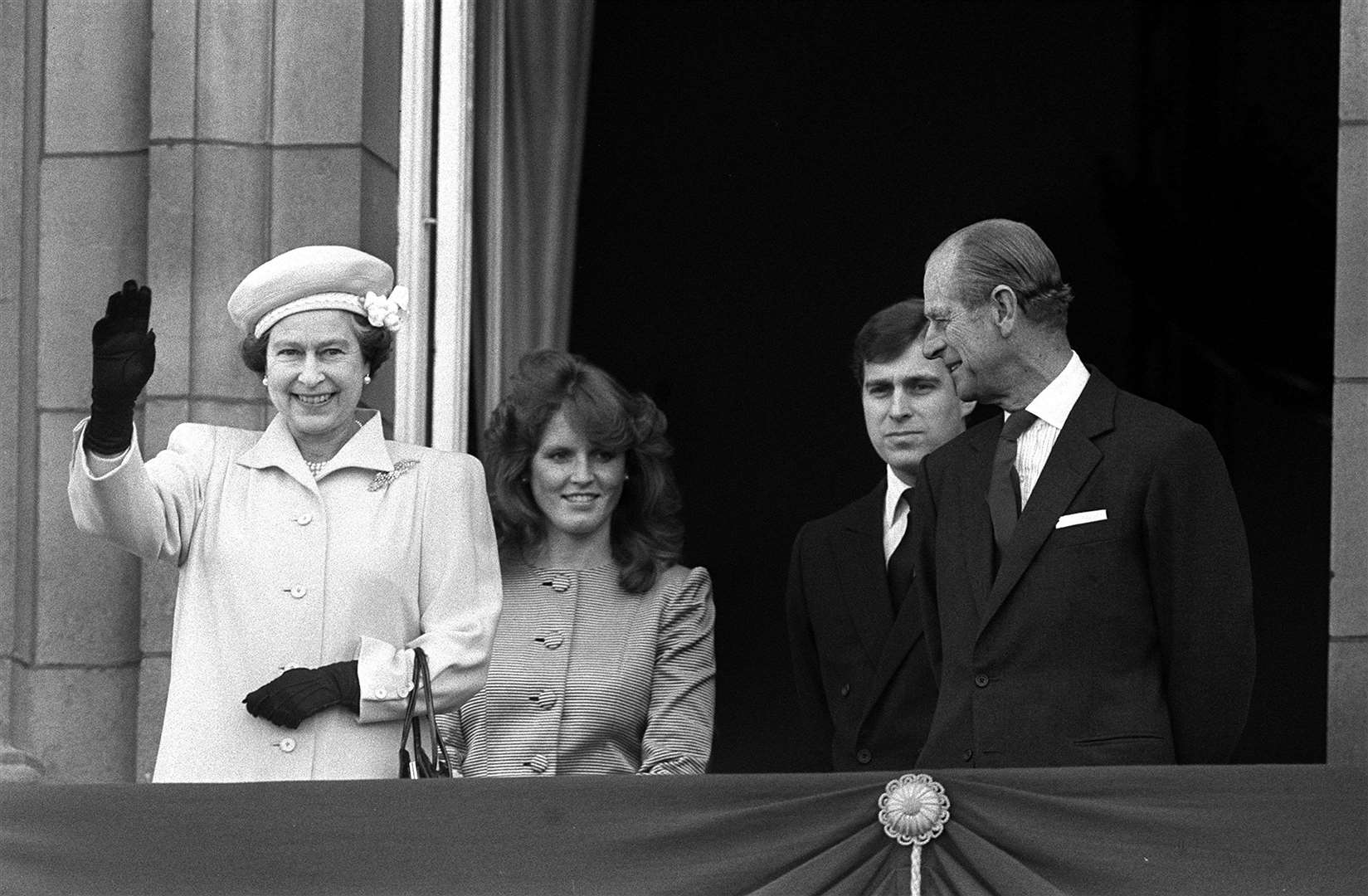 The Queen celebrating her 60th birthday at Buckingham Palace with the Duke of Edinburgh (PA)