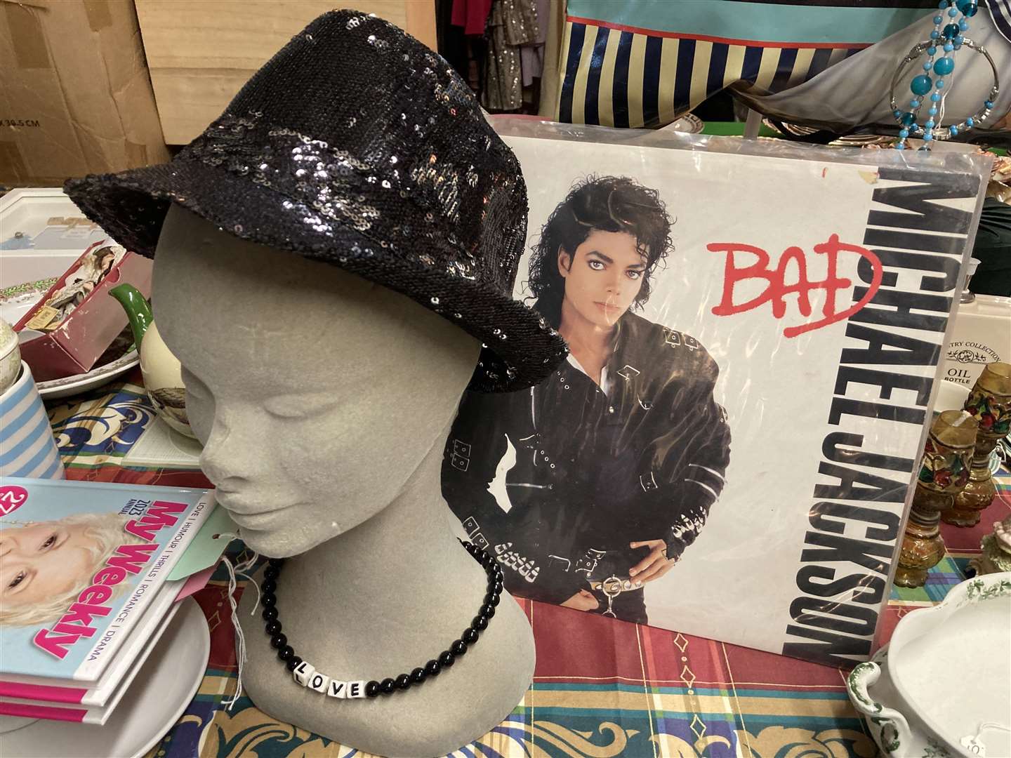 Beat It! A Michael Jackson hat at Buckleys indoor market in Sittingbourne High Street. Picture: John Nurden