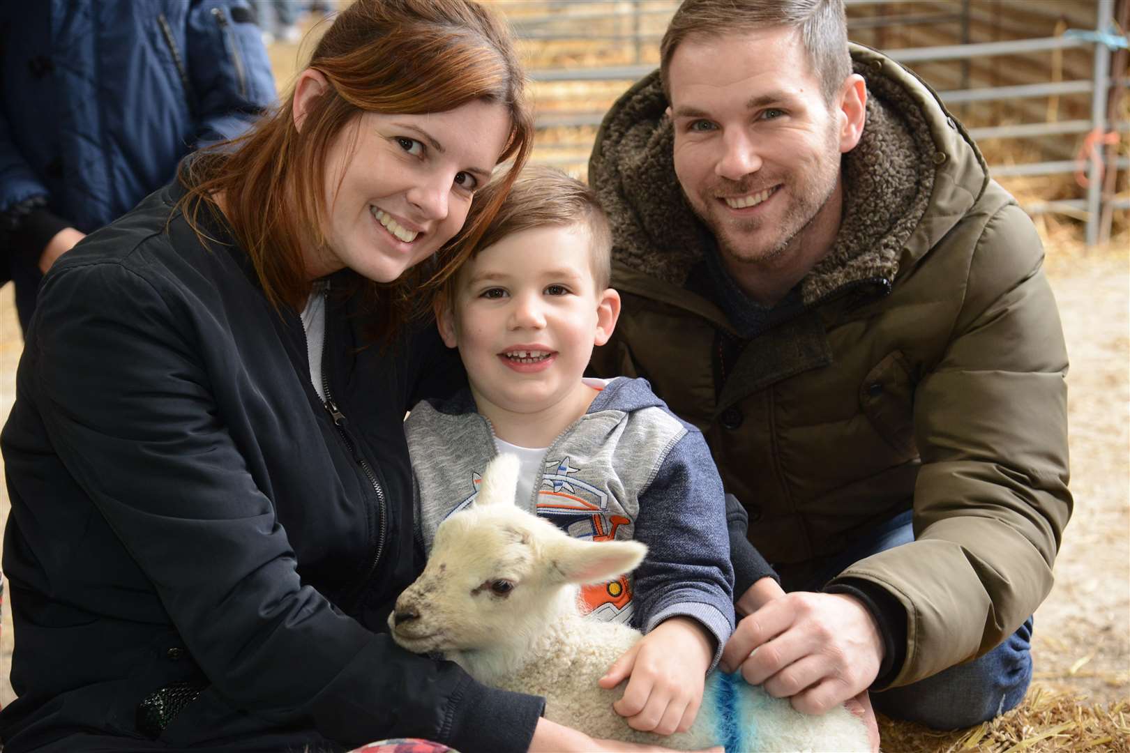 Stephanie Lane and Stephen Love with Oscar, three Lambing weekend Broadlees Farm, Dover