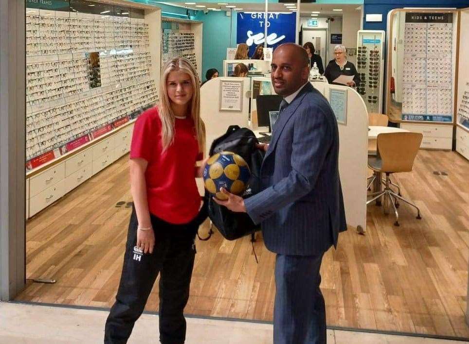 Korfball player Isla Hedderman's England travel kit has been sponsored by Boots in Bexleyheath