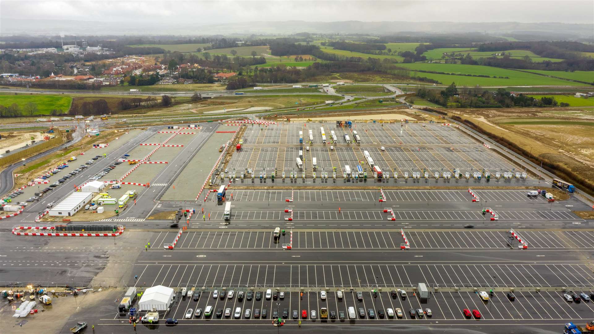 The lorry park is pictured here days after opening in January. Picture: Esprit Drone Services