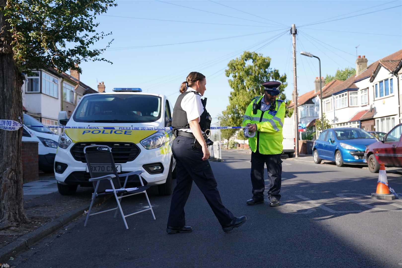 Police erects a cordon near the scene on Galpin’s Road, Merton, south London (Jonathan Brady/PA)