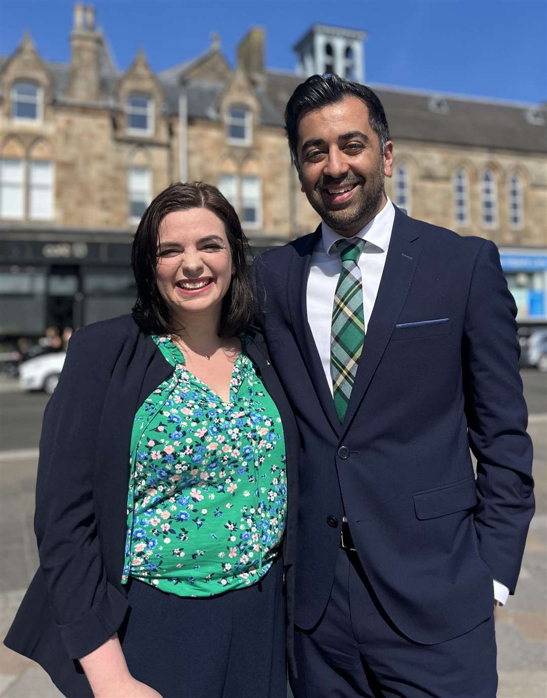 Katy Loudon, pictured with First Minister Humza Yousaf, will stand in the seat for the SNP (SNP/PA)