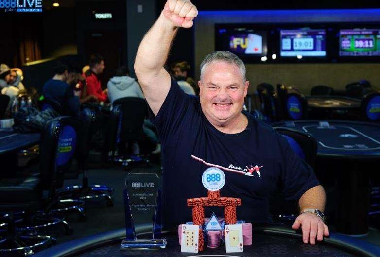 Sittingbourne businessman Ian Hunter punches the air in celebration at his win