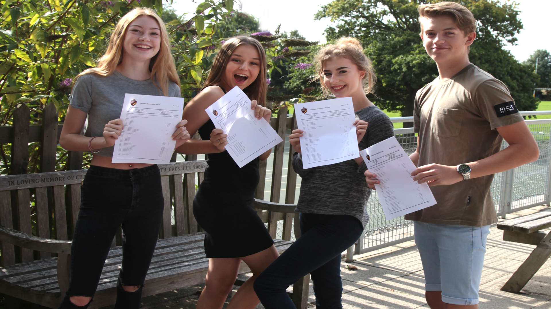 Freya Smith, Teagan Higgins, Heather Bubb and Nicholas Batchelor celebrated fantastic results at Gad's Hill School