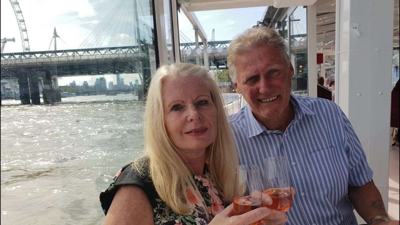 Carol and Kieron Stewart on a river cruise on the Thames two years ago