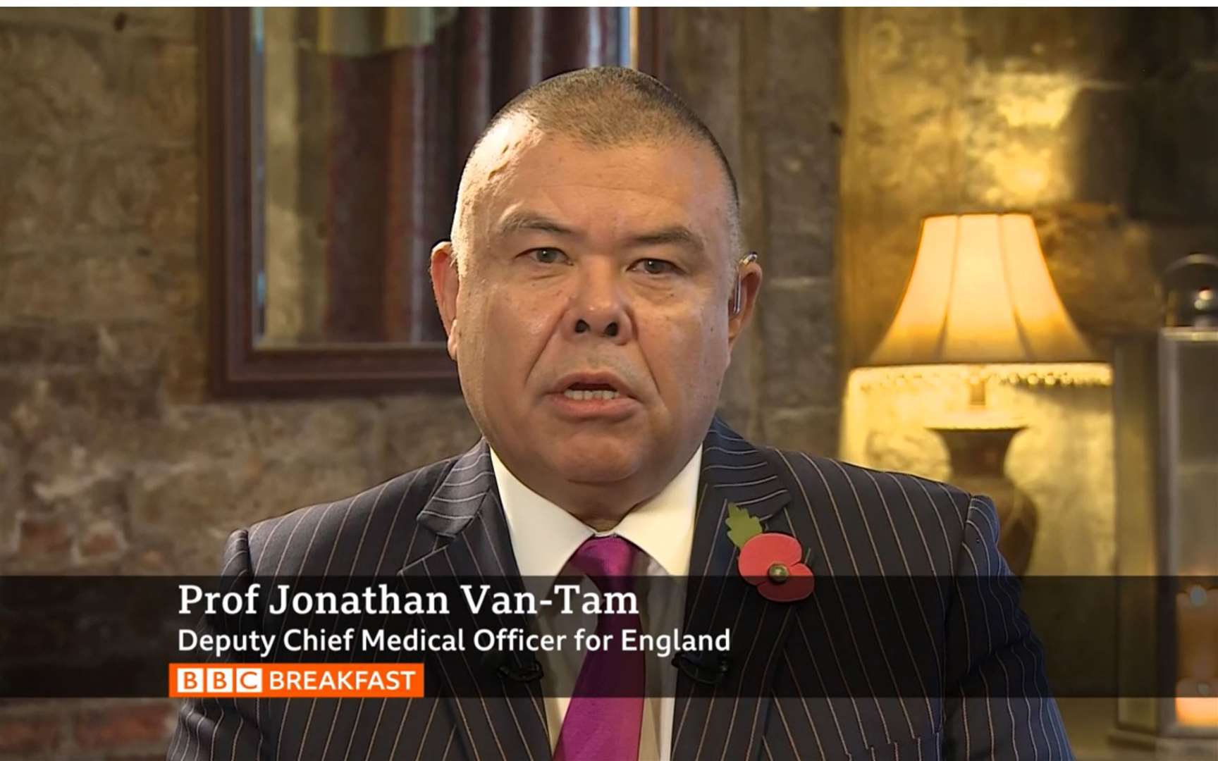 Professor Jonathan Van-Tam urged people to be cautious over the winter (BBC News/PA)