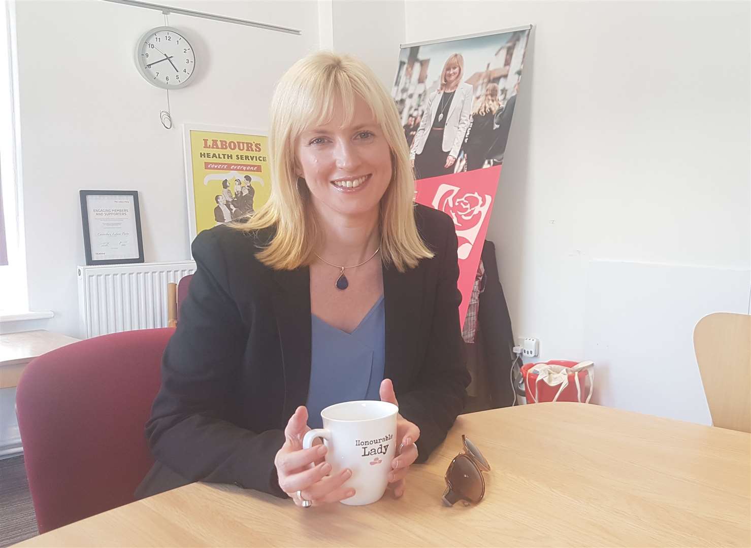 Rosie Duffield in her Labour constituency office in Castle Street, Canterbury