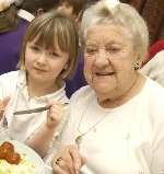 NARROW ESCAPE: Ruby Gadsby with pensioner Rose Allen moments before the incident