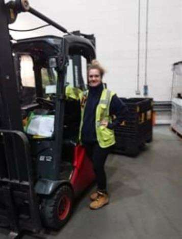 Sam Kubiak with her forklift (6260987)