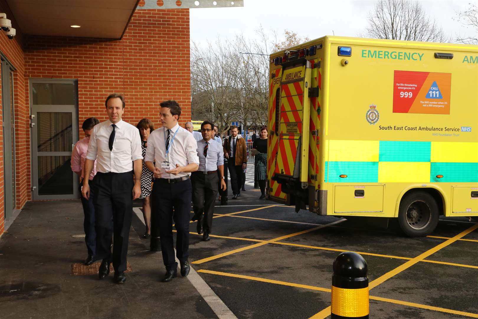 Health secretary Matt Hancock and hospital chief executive James Devine at the new Emergency Department