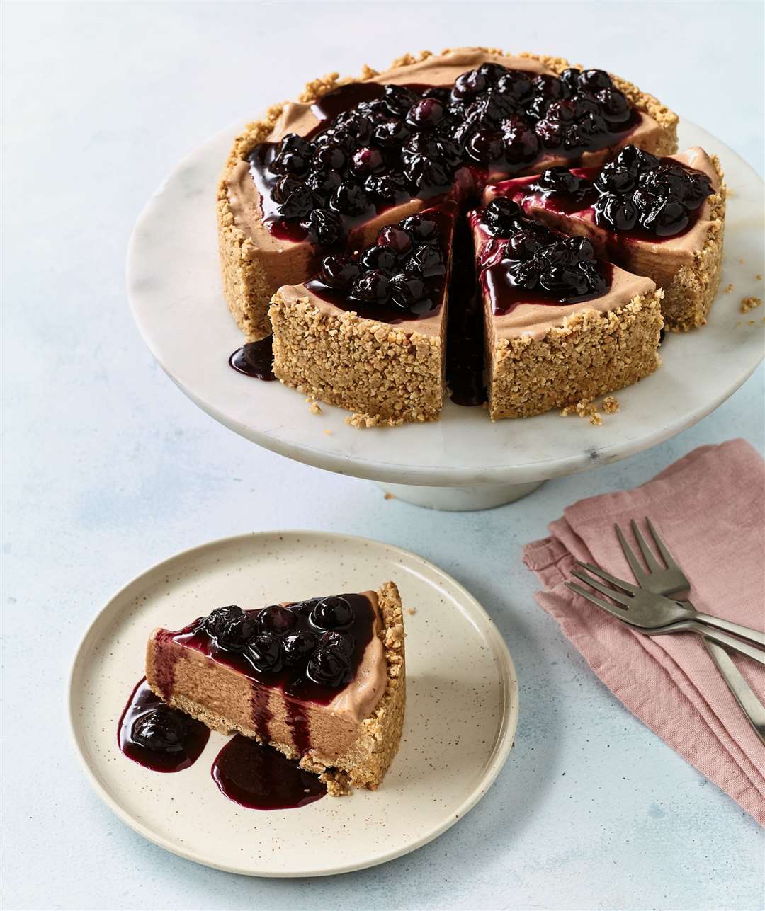 Banana ice cream cheesecake with blueberry compote from Nadiya Bakes by Nadiya Hussain