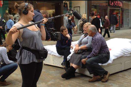 Michael Douglas was interviewing shoppers in Fremlin Walk