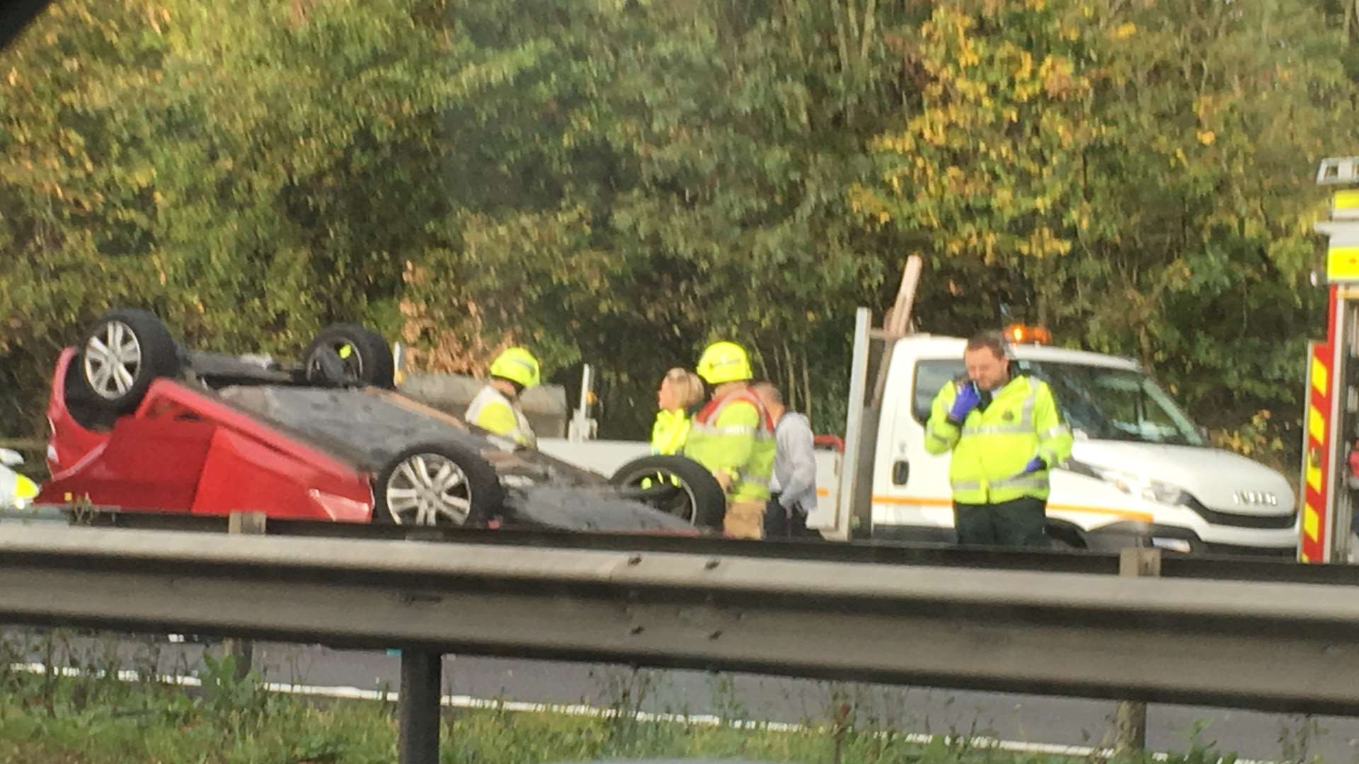The car ended up on its roof.
