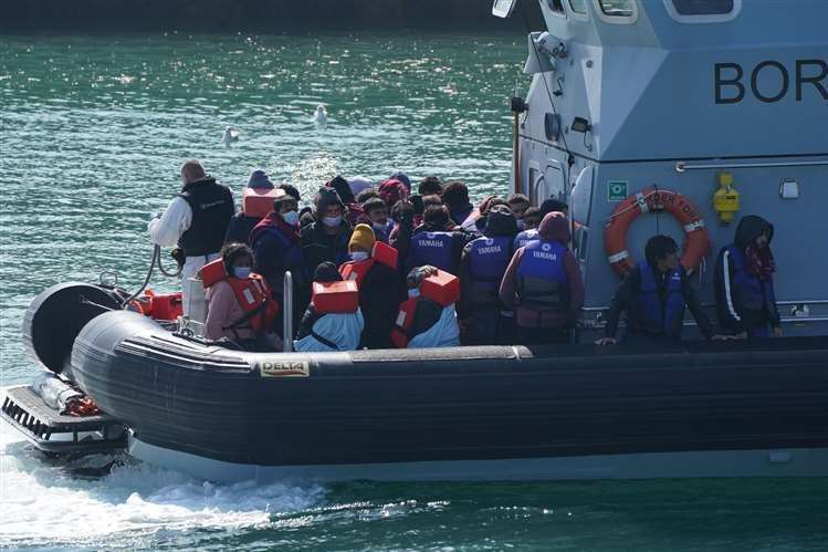 Asylum seekers arriving in Dover today. Photo: Jonathan Brady/PA