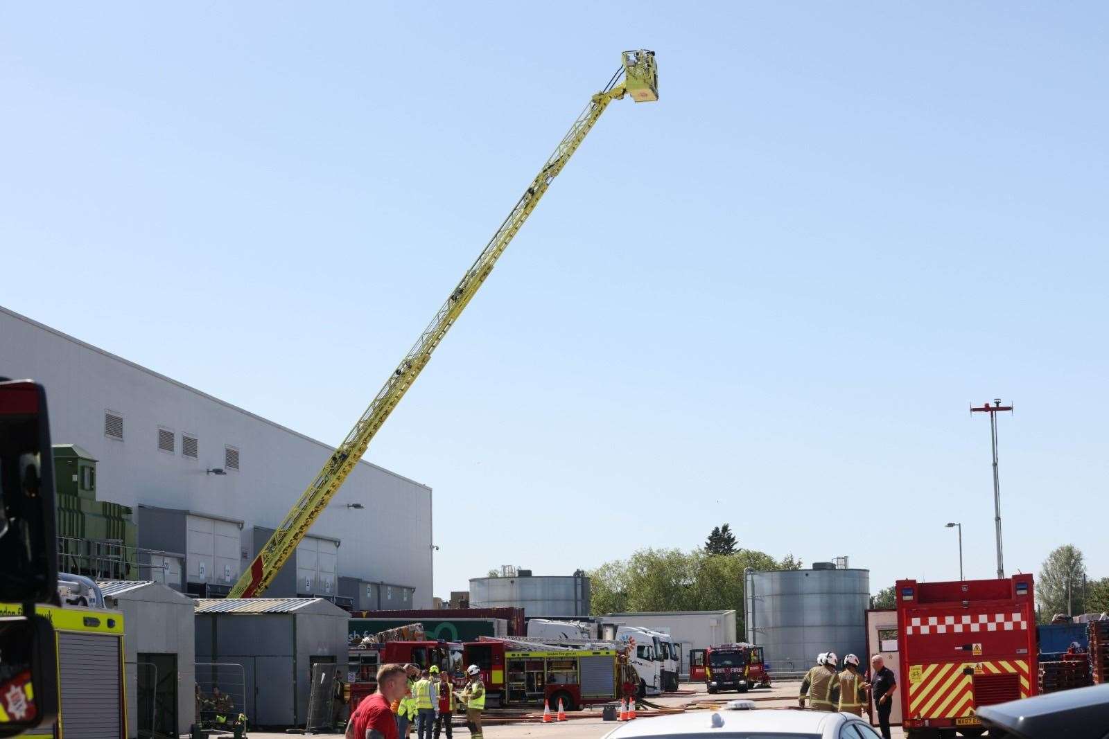 A crane was used by firefighters at the scene. Photo: UKNIP