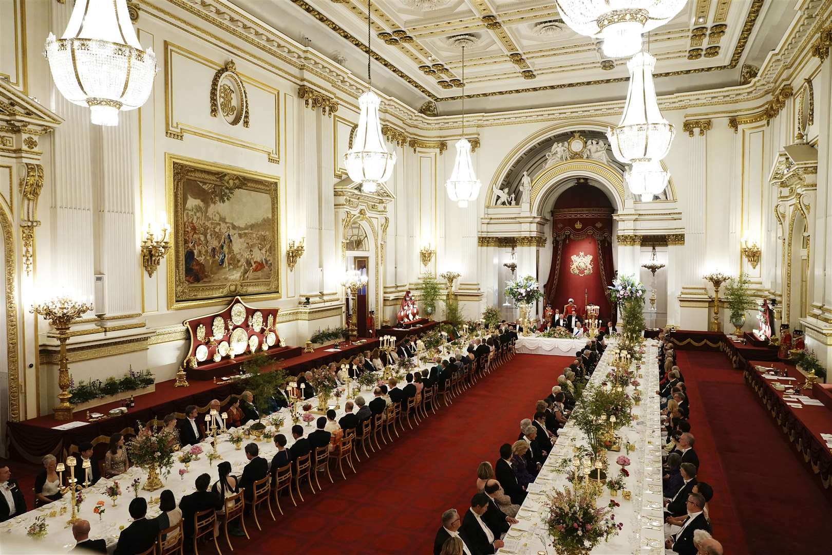 The scene in the Buckingham Palace ballroom during a state visit (Aaron Chown/PA)