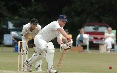 FORWARD AND DEFENCE: Linton's Paul Gibson in action against Findon. Picture: GRANT FALVEY