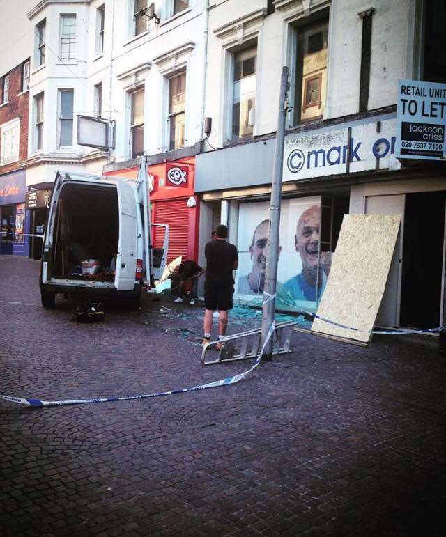 The shattered glass over the town centre floor. Picture: Kirsten Kleinschmidt